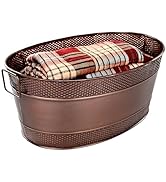 BREKX Metal Storage Basket for Living Room Organizing - Blanket Storage and Organization Bin for ...