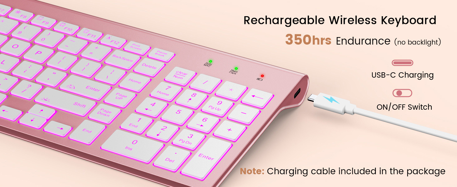 rechargeable Wireless keyboard long lasting