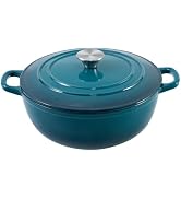 Flavehc Dutch Oven Pot with Lid 4.8 qt Cast Iron Dutch Oven for Bread Baking DarkCyan Enameled Ca...