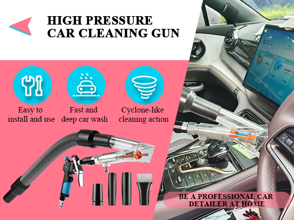 2in1 Car Interior Detailing Air Blow Gun & vacunm Gun