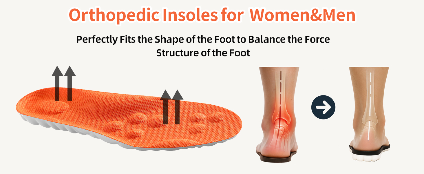 Steppers Insoles for Men Women - Arch Support, Massage Memory Foam, Breathable Inserts