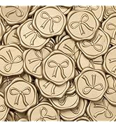 UNIQOOO 3D Bow Wax Seal Stickers - 50 Pcs Elegant Self-Adhesive Metallic Light Gold Seals, for We...