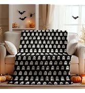 Horaldaily Halloween Flannel Blanket Throw, Cute Ghost Black Soft Fuzzy Plush Cozy Fleece Blanket...