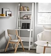 Haotian Ladder Desk with Shelves, Wall Desk for Small Space, Secretary Desk Workstation Dresser S...