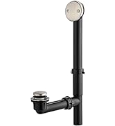 Artiwell 1-1/2" Black Tubular Bath Drain Kit with Tip-Toe Bath Drain Stopper, Touch-Toe Tub Drain...