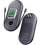 SwanScout Portable Charger Built-in AC Wall Plug and Cables, 10000mAh Power Bank for Apple Watch,...