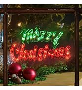 LAMPHOME 18" 50 Lighted Merry Christmas,Pre-Lit Merry Christmas Sign Window Sculpture Decoration