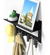 VINHOLD Coat Rack Wall Mount with Shelf, Stainless Steel Wall Hooks with 5 Hooks, Coat Hooks, Ent...