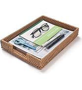 Rattan Letter Tray, Wicker Desk Tray, Woven Desktop Basket Organizer for Papers, Documents, Magaz...