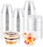 GGOLDMER 50 Sets 7 oz Clear Plastic Cups with Lids No Hole, Fruit Cups with Lids, Disposable Cup ...