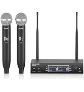 Dual Channel Wireless Microphone System, MELONARE Auto-Scan Professional Cordless Dynamic Mic Set...