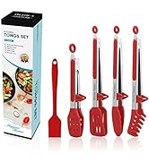 5-Pack Silicone Tongs for Cooking,Maywe Tanso 4PCS 13-Inch Cooking Kitchen Tongs with Silicone Ti...