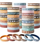 QEERBSIN Inspirational Silicone Wristbands with Positive Affirmations -100 Pieces Motivational Br...