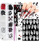 Teenitor Halloween Nail Stickers for Nail Art, 3 Sheets Nail Art Stickers with 1 Box Halloween Na...