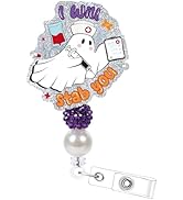 Halloween Boo Badge Reel Retractable - Cosmisun Cute Ghost Badge Holder with Alligator Clip Glitt...