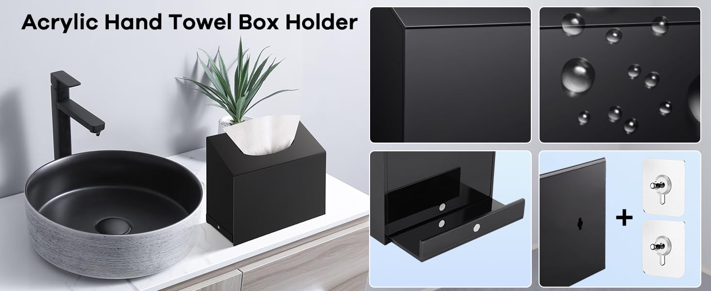 Acrylic Hand Towel Box Cover Holder Compatible with Kleenex Disposable Paper Hand Towels