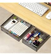 SVNNELP Under Desk Table Drawer Storage Organizer,2 Pack Medium & Small Attachment Desk Drawers -...