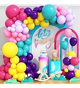 Pink Blue Purple Balloons Arch Kit, 108 Pcs Rainbow Magic Balloons Garland with Hot Pink Teal Bal...
