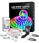 RGB LED Strip Lights 50ft,4096 DIY Colors Rope Lights with Memory Function, Self-Adhesive Color C...