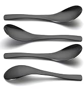 AYFDISHS Set of 4 Stainless Steel Soup Spoons - 6.3 Inch Heavy Duty Asian Soup Spoon for Ramen, R...