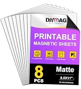 DIYMAG Printable Magnetic Sheets, 8Pcs 8.5 x 11 Inch Flexible Magnet Sheets Matte Non Adhesive Ma...