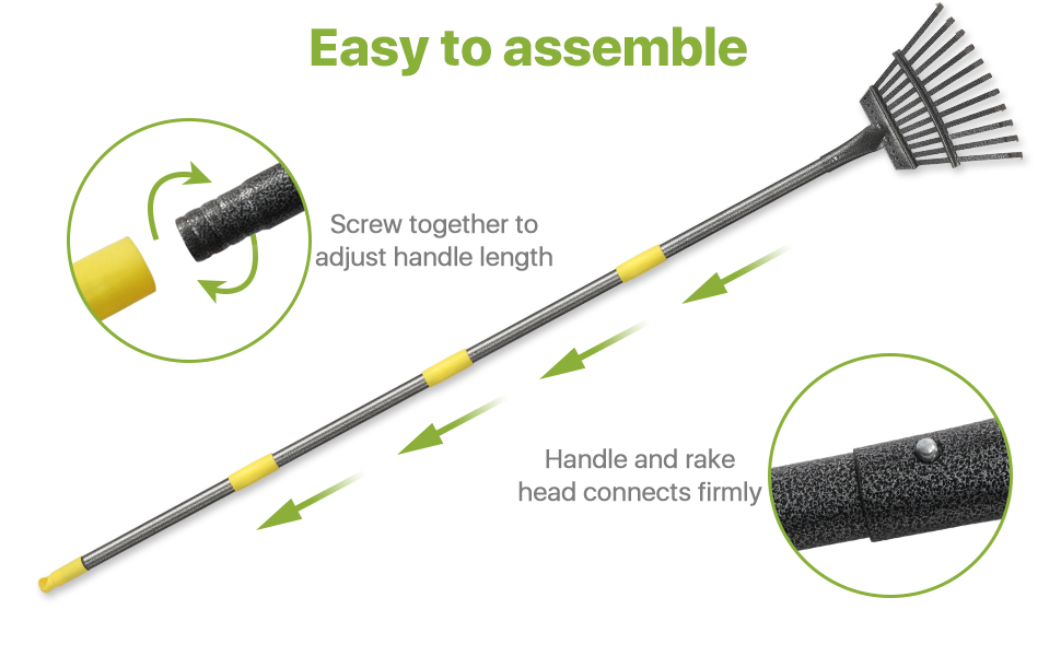 Rake Garden Tools, Small Rake for Leaves Heavy Duty