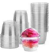 Huaiid 50 Pack 8 oz Clear Plastic Dessert Cups with Dome Lids, Disposable Clear Plastic Cups, Dis...
