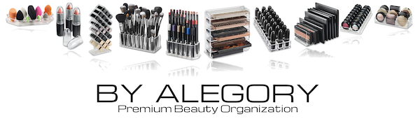 BY ALEGORY logo displaying several beauty organizers from the brand