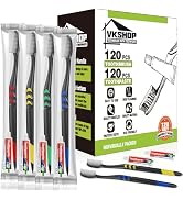 VKshop 120 Bulk Disposable Toothbrushes with Toothpaste,Individually Wrapped Toothbrushes, 120PS ...