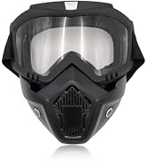 povtii Motorcycle Goggles, Windproof Dirt Bike Helmet Riding Goggles with Removable Face Mask, Mo...