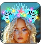 JEAIRTS Light Up Shell Headband Glowing Starfish Ocean Hair Band Led Mermaid Costume Hair Accesso...
