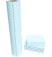 WRAPAHOLIC Reversible Wrapping Paper - 30 Inch X 100 Feet Jumbo Roll Baby Blue Polka Dots Design,...