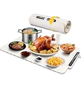 Qimh Food Warming Mat, Silicone Food Warmer for Parties Buffet, Full Surface Electric Warming Tra...