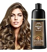 lorpon Light Brown Hair Dye Shampoo – 3 in 1 Semi Permanent Hair Color for Gray Coverage, Natural...