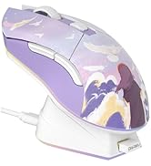 DAREU Dream Purple Wireless Gaming Mouse with Charging Dock Rechargeable RGB,12K DPI,7 Programmab...