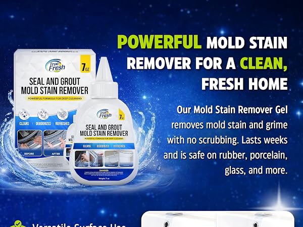 Fresh Seal and Grout Mold Stain Remover 7oz, powerful gel for deep cleaning