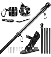 Upgraded Flag Pole Kit w/ 2-Position Bracket Holder & w/Spinning Rings - 5FT to 6Ft 1" Metal Flag...