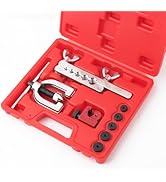Turcee Double and Single Brake Line Flaring Tool Kit,Steel Brake Flaring Tool Kit Include 5 Adapt...