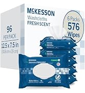 McKesson Washcloth Wipes for Adults, Scented (6 Pack, 576 Washcloths) Disposable Wash Cloths for ...
