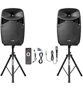 VEVOR Portable PA System, 2000W (PMPO) Powered, Sound System Set with 3 Channel Mixer, Dual Speak...