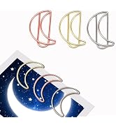 NELJIBEHU 30 Pcs Cute Funny Decorative Moon Paperclips in Gold, Rose Gold, & Silver - Metallic Co...