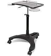 EHO Mobile Laptop Standing Desk Carts on Wheels with Stationery Storage, Pneumatic, Height Adjust...