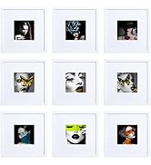 HEART ART 8x8 Picture Frame Set of 9, Display Pictures 4x4 with Mat or 8 x 8 without Mat, Multi G...