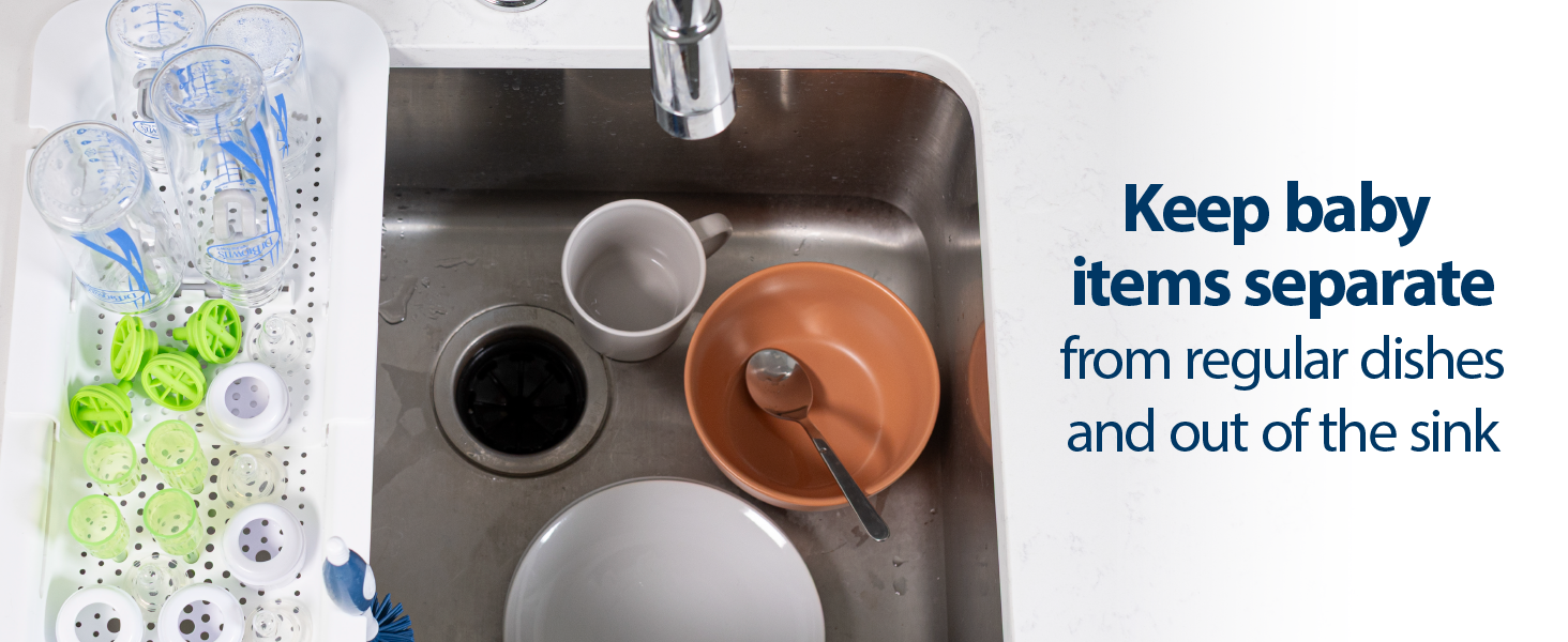 Keep baby items separate from regular dishes and out of the sink