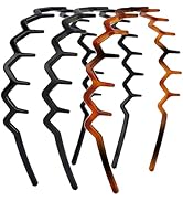 LERNOU Zig Zag Headbands for Women, M-Type Plastic Non Slip Comb Headband for Thick Curly Hair, F...