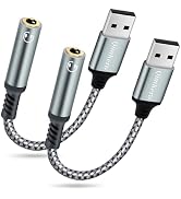 (2-Pack) USB to 3.5mm Jack Audio Adapter, QimKero External Sound Card USB-A, for AUX Stereo Conve...