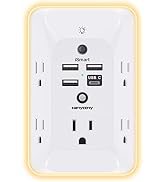 Outlet Extender with Night Light, HANYCONY Multi Plug Outlet, USB Wall Charger Surge Protector 4 ...