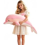 YORJLBK 39.37" Giant Dolphin Stuffed Animal Pillow - Soft Plush Cuddle Toy for All Ages | Perfect...