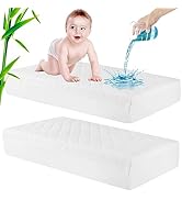 Waterproof Crib Mattress Protector, Baby Mattress Cover, Soft and Breathable Quilted Toddler Matt...