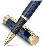 MCNTEIK Blue Lacquer Rollerball Pen - Stunning Luxury Pen, 24K Gold Plating, Schmidt Refill, Prec...